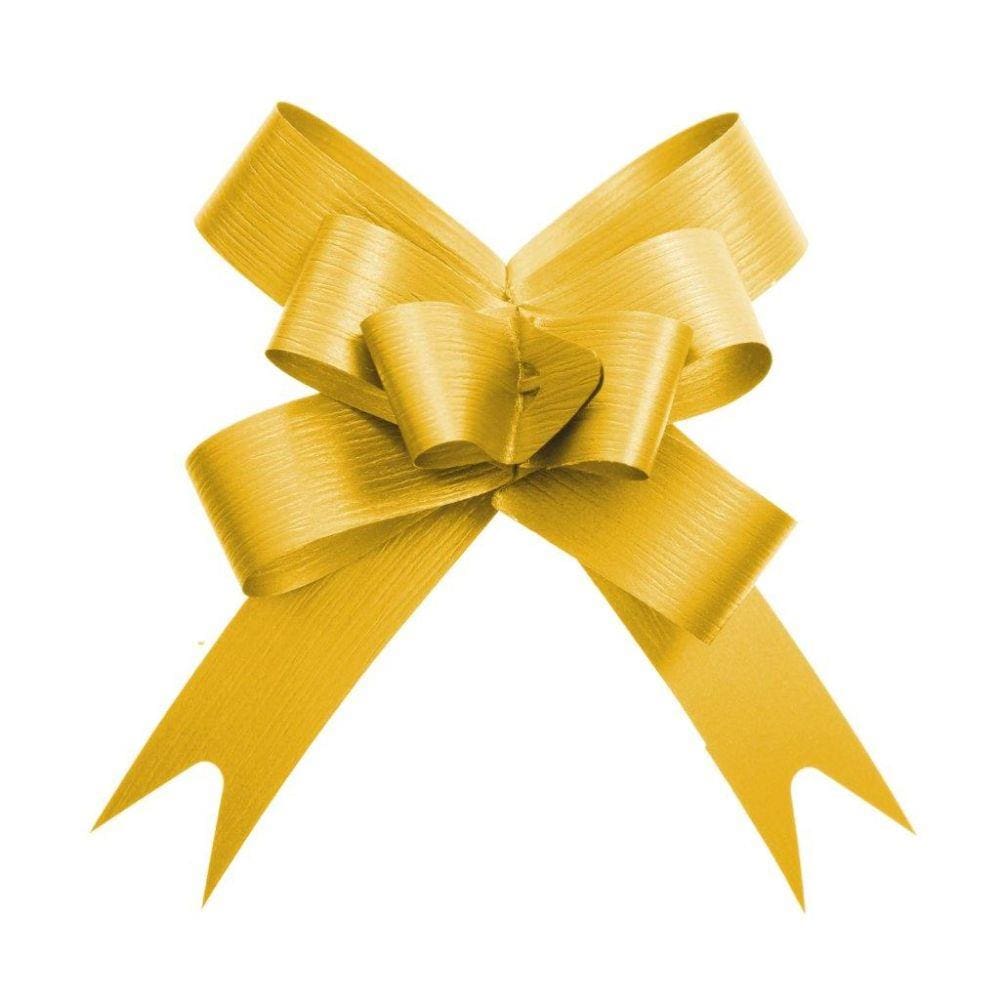 10 Laços Gravata Embalagem Presente Fita 12Mm Liso Amarelo