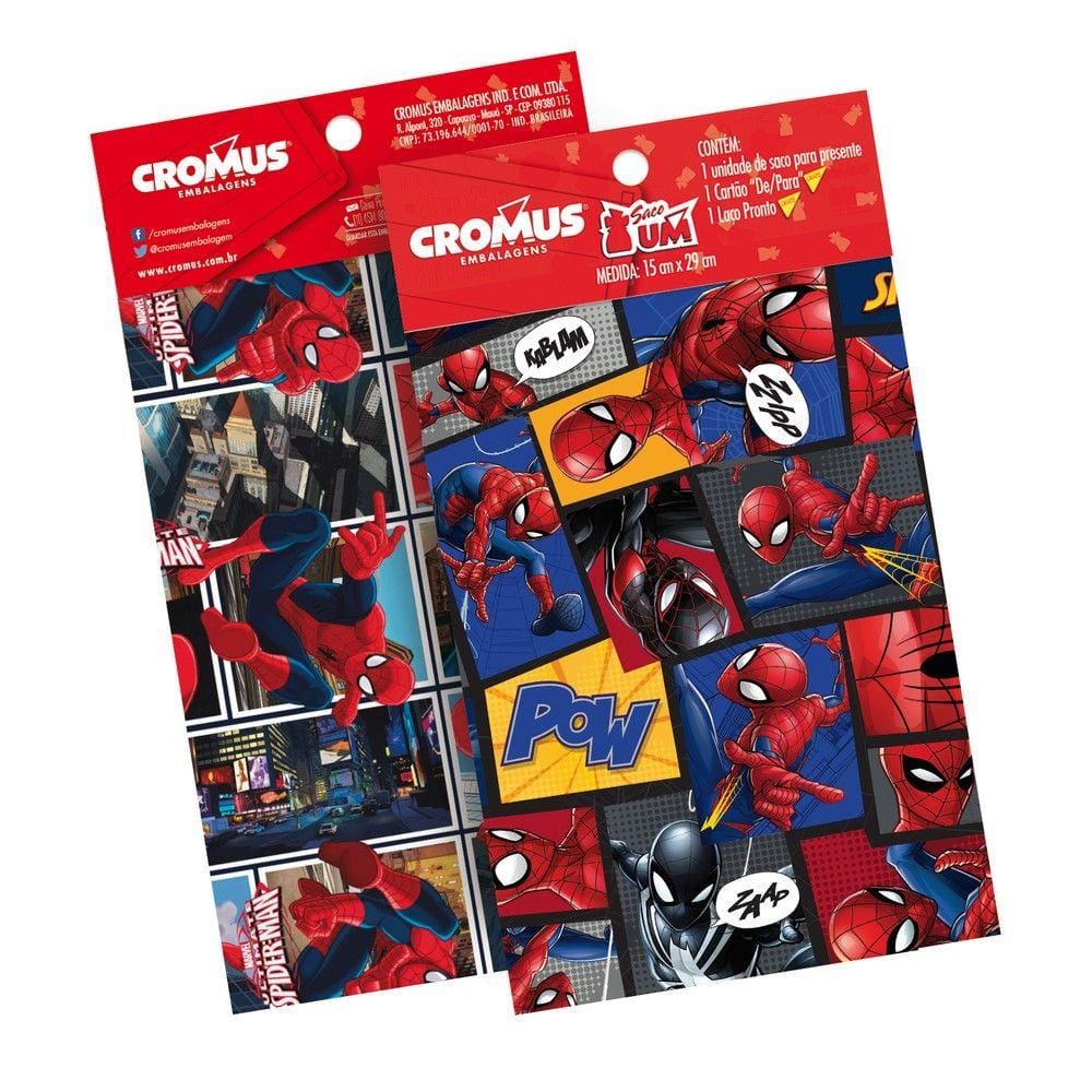 Kit 30 Saco Presente Laço Cartão Homem Aranha Marvel 50X70Cm