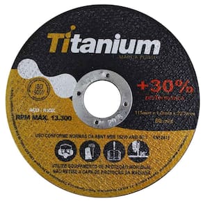 Disco de Corte Fino 4.1/2 x 1,0mm x 7/8 Pol. Kit 100 Peças TITANIUM-4184
