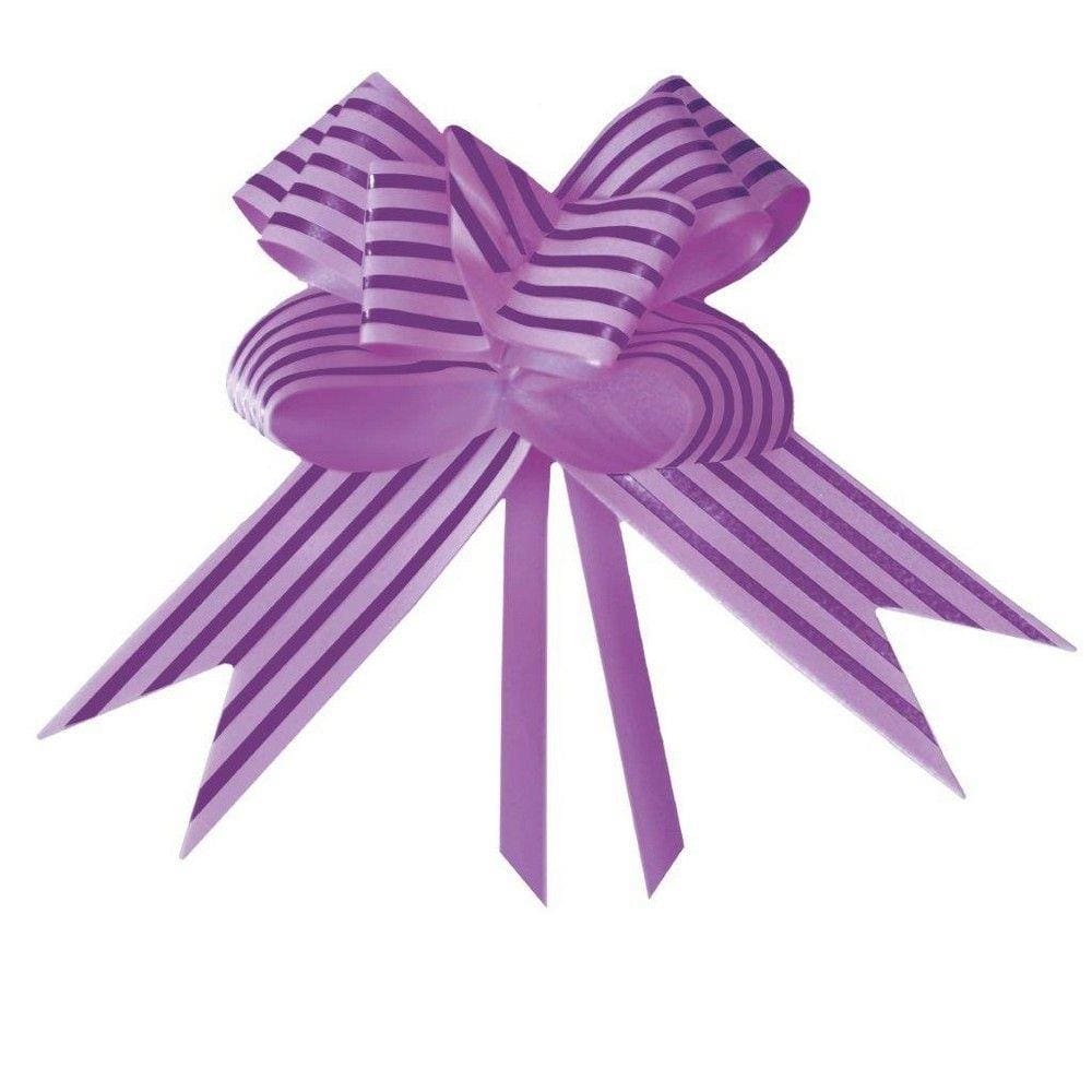 10 Laços Gravata Embalagem Presente Fita 30Mm Listra Lilas