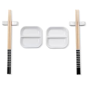 Conjunto de Hashi e Molheiras 2 Pessoas Haus Concept Nankin em Madeira e Cerâmica – 6 Peças