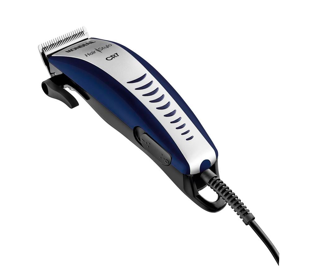 Máquina de Cortar Cabelo Mondial Hair Stylo CR-07 4 pentes - Azul/Prata