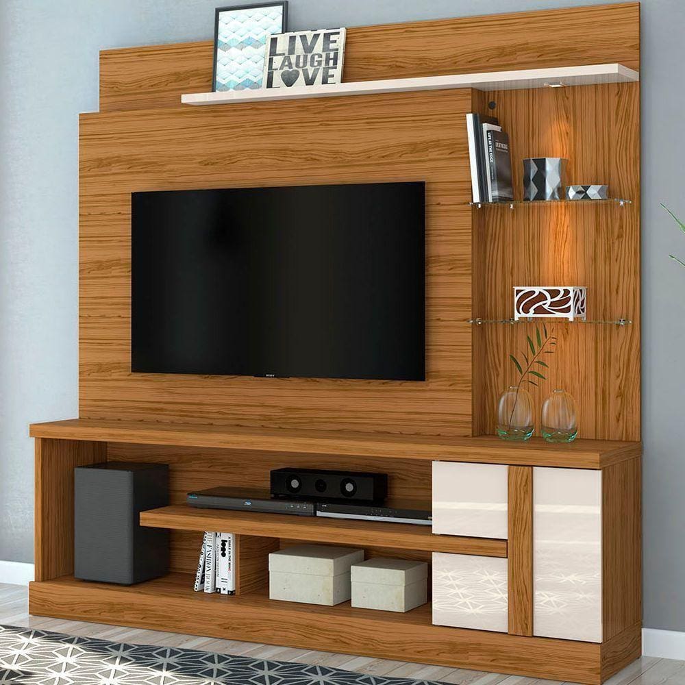 Estante Home para TV até 55" Madetec Alan MDP com Led