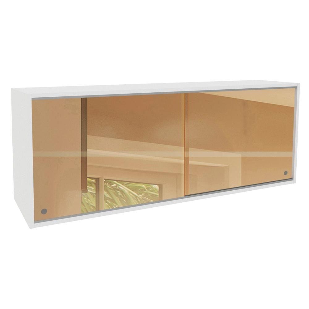 Armário Aéreo Madesa 2 Portas de Correr Vidro Reflex para Cozinhas Glamy, Lux e Reims - Branco