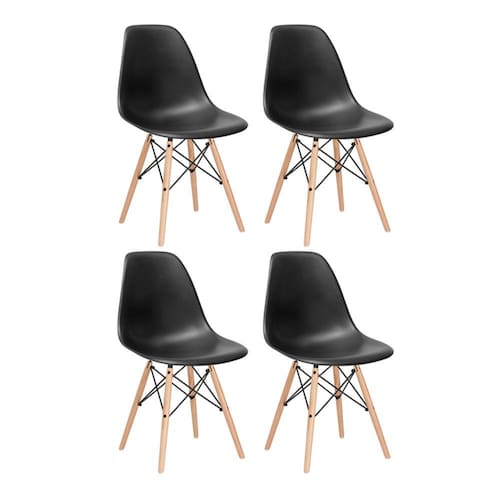 imagem-KIT - 4 x cadeiras Eames DSW - Madeira  - PRETO