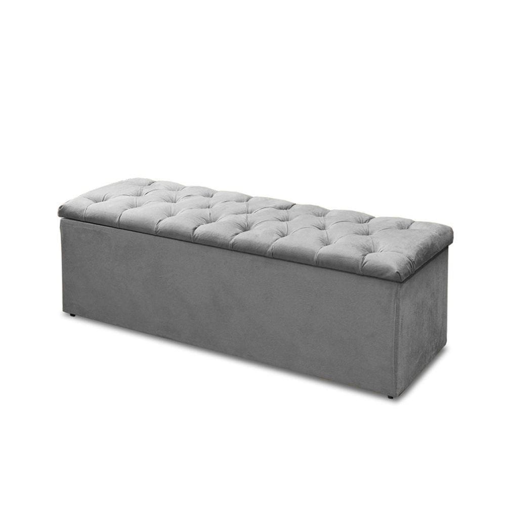 Calçadeira Recamier Baú Casal Queen 160cm Sofia Suede - DS Móveis