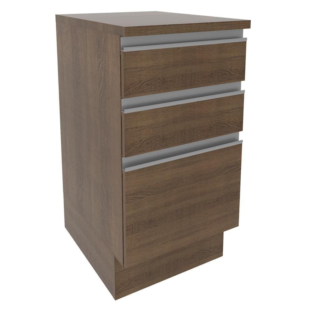 Balcão Madesa Glamy 40 cm 3 Gavetas - Rustic