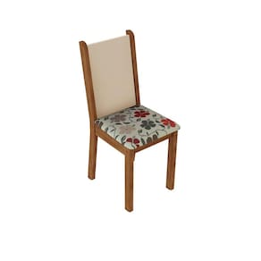Kit 4 Cadeiras 4291 Madesa Rustic/Crema/Hibiscos