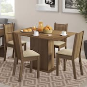Conjunto Sala de Jantar Lexy Madesa Mesa Tampo de Madeira com 4 Cadeiras - Rustic/Pérola