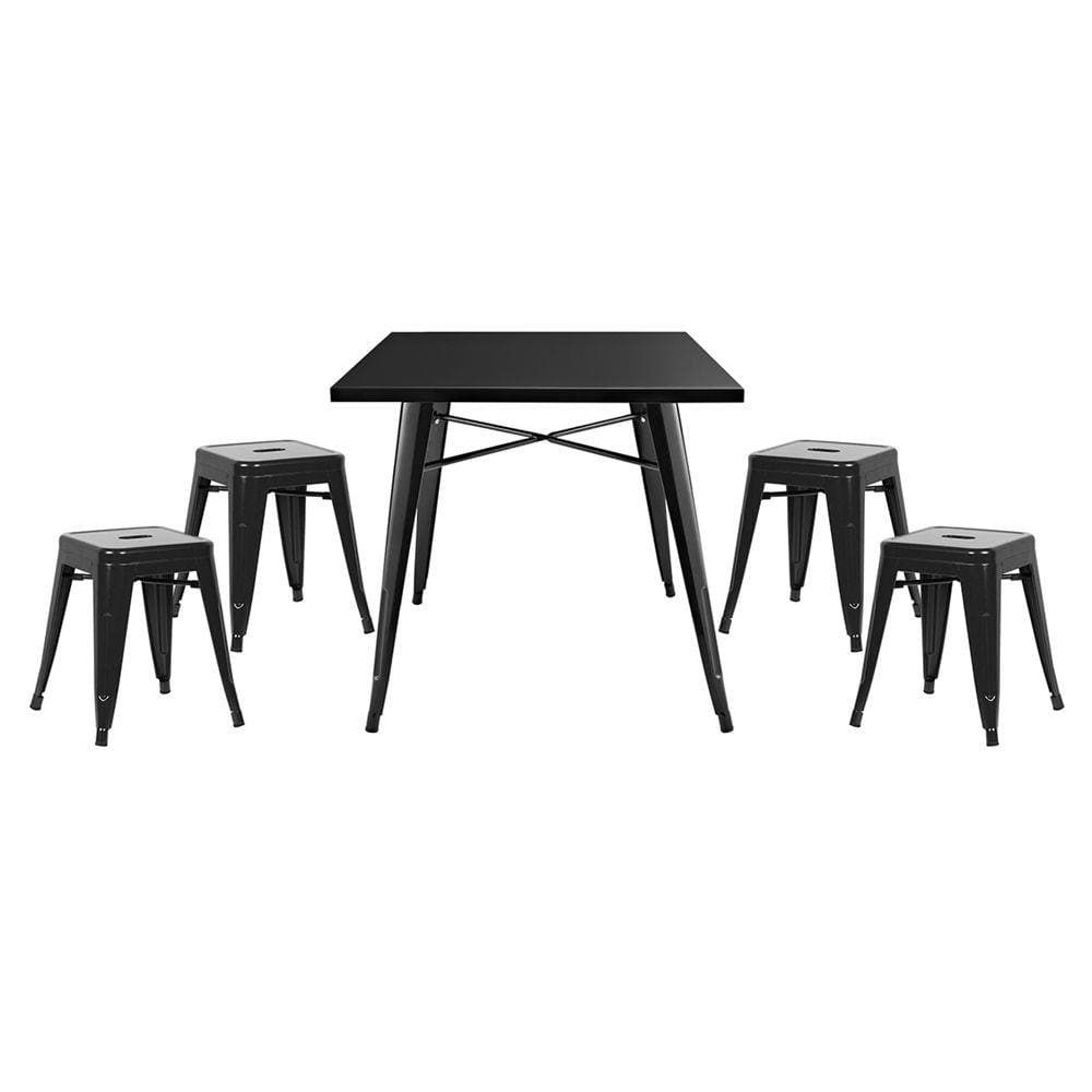 Kit - Mesa Tolix + 4 banquetas baixas Tolix