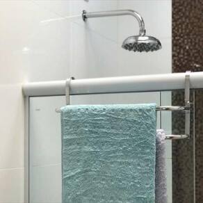 Suporte Duplo Porta Toalhas Toalheiro Para Box Alto Brilho