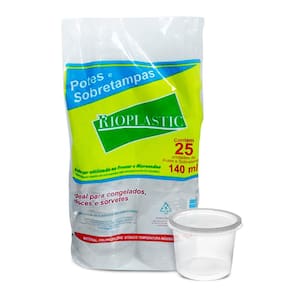Pote de Plástico Descartável com Tampa 140ml 25 Unidades