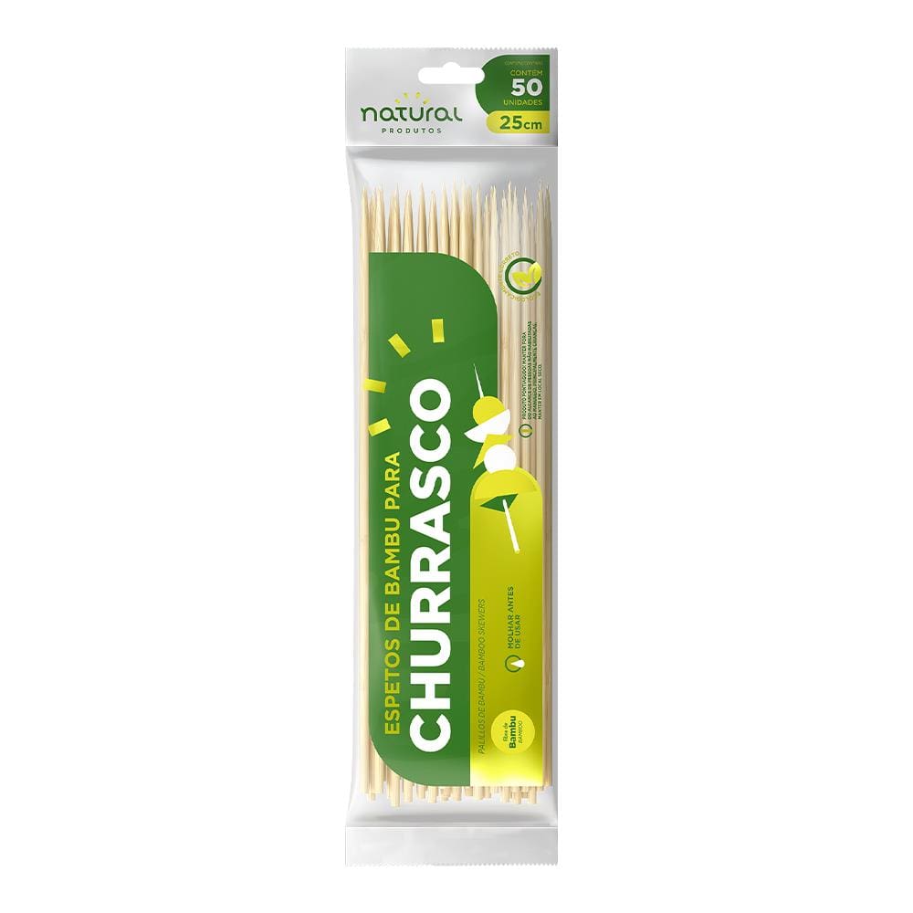 Espeto de Bambu 25cm com 50 unidades
