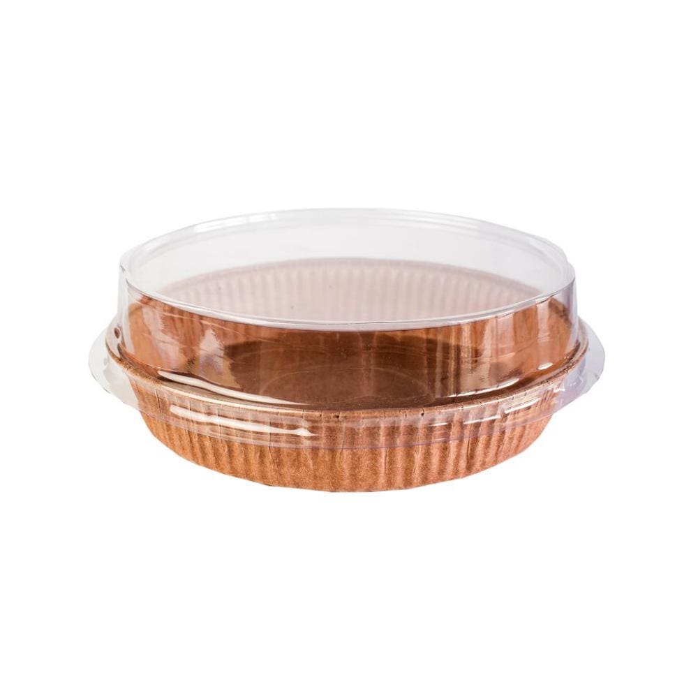 Forma Torta Biodegradável com Tampa Marrom 16 x 3cm c/ 5un