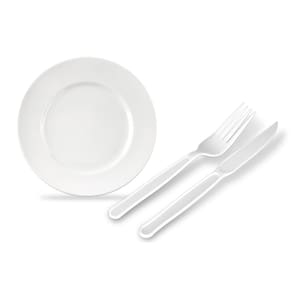 Kit Churrasco Prato, Garfo e Faca Branco c/ 24un