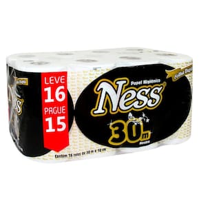 Papel Higiênico Folha Dupla Leve 16 Pague 15 rolos de 30m Ness