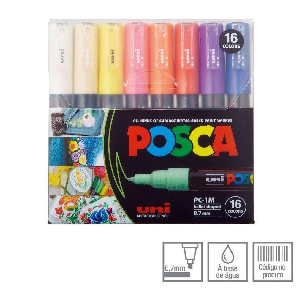 Kit Caneta Posca PC-5M - 16 Cores