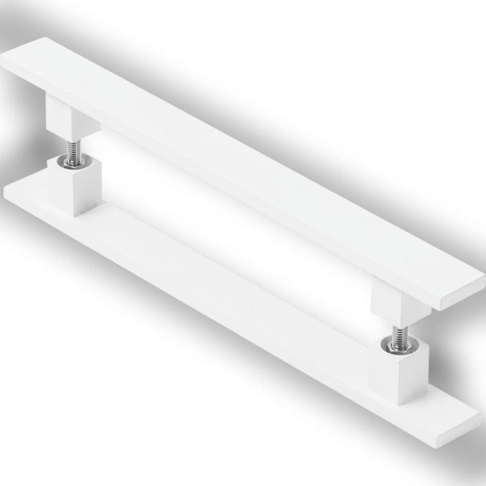 Puxador De Porta Pivotante Barra Chata Duplo Branco 60cm