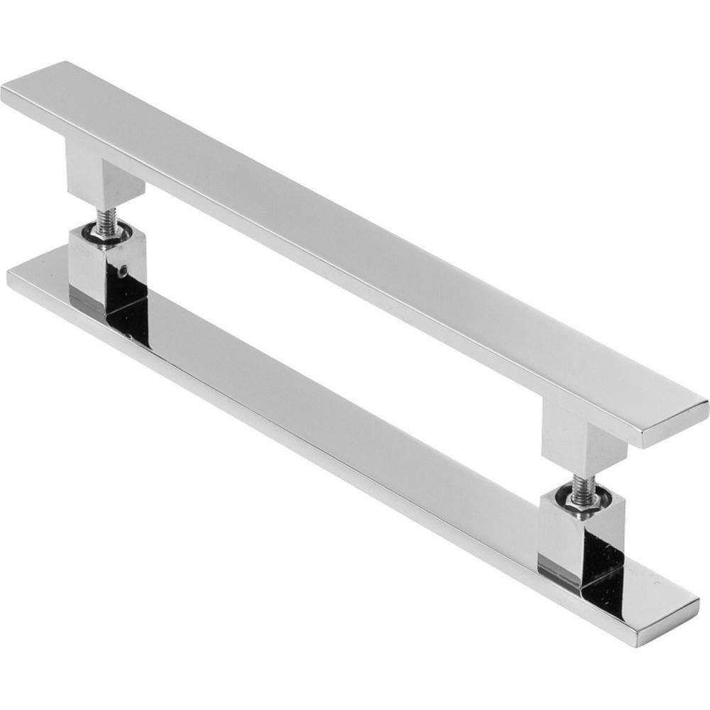 Puxador De Porta Pivotante Barra Chata Duplo Cromado 1 Metro