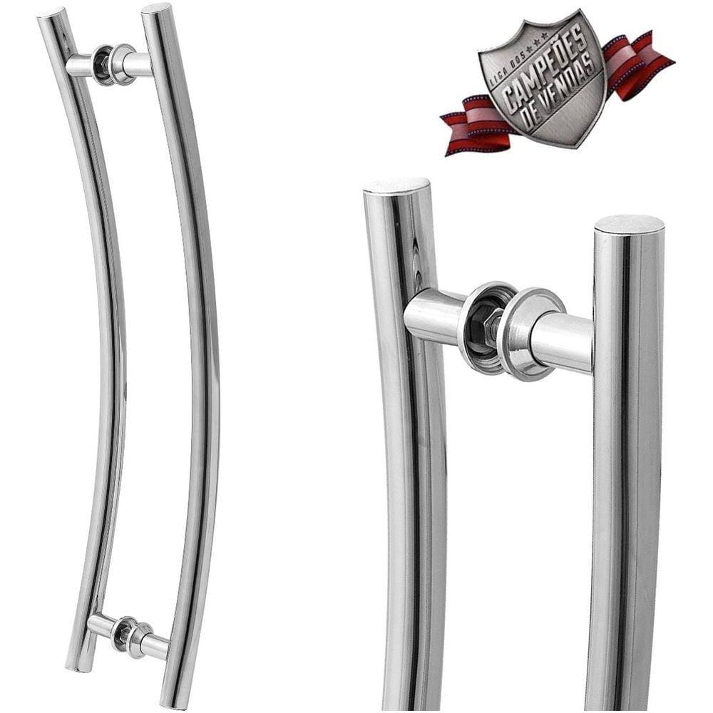 Puxador De Porta Tubular Curvo Lateral 40cm
