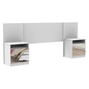 Cabeceira Extensível Madesa com 2 Mesa de Cabeceira com Espelho