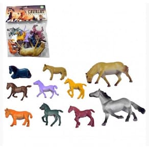 Combo 10 Cavalo Borracha Pequeno Animal Ponei Top Fazenda
