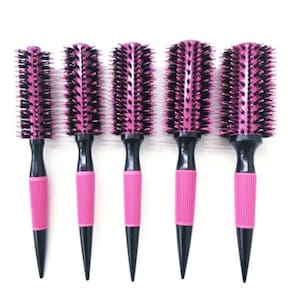 Kit 5 Escovas De Cabelos Cerdas Mistas Javali Rosa