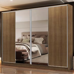 Guarda-Roupa Casal Madesa Apolo 4 Portas de Correr com Espelho