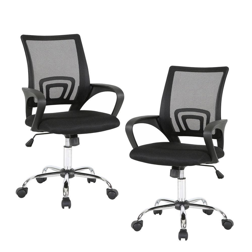 2 Cadeira Escritório Giratória Manchester Preta Office Fratini