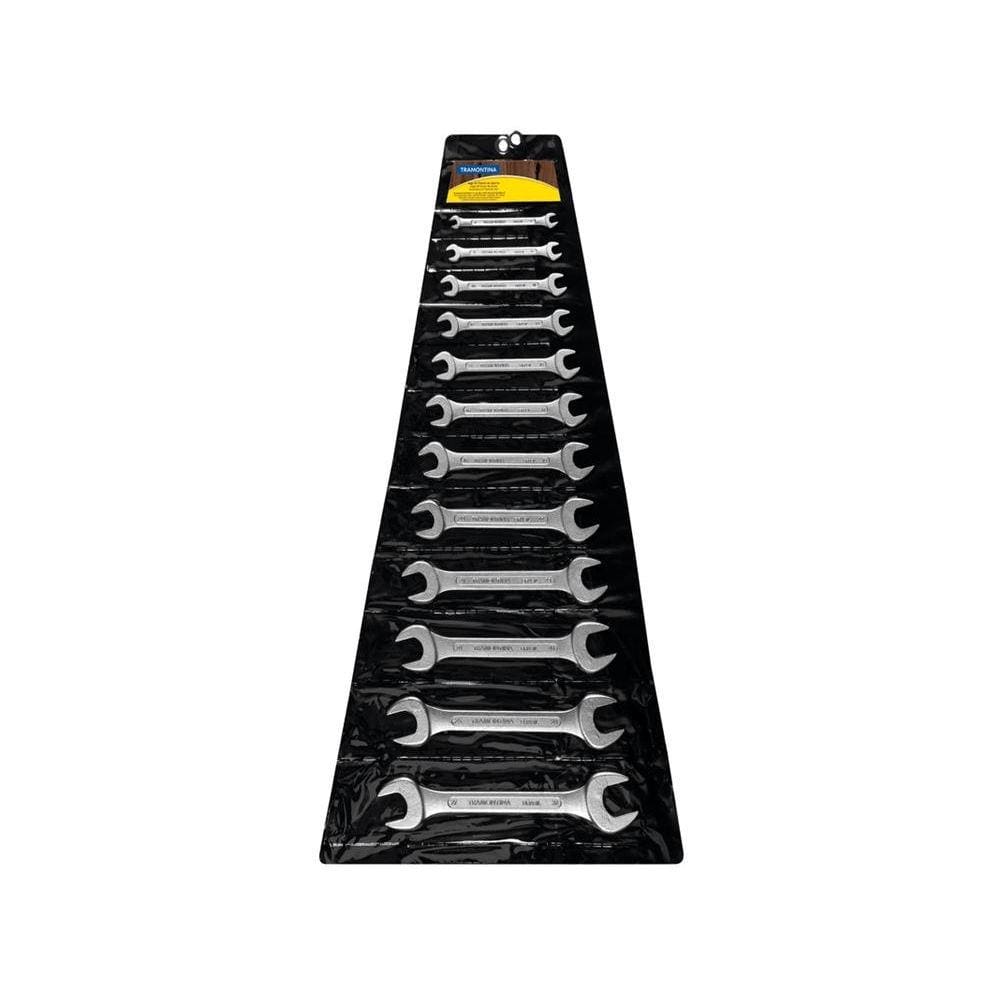 Jogo De Chaves Fixas 12 Pcs Corpo Em Aco Especial Acabamento Cromado Bocas Calibradas Tramontina