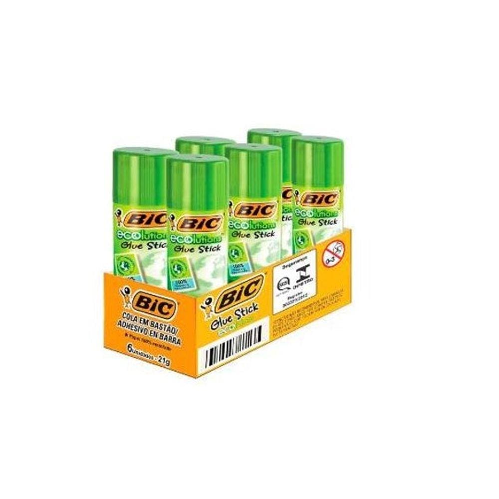 Kit Cola Bastão Bic Stick Eco 8g com 6