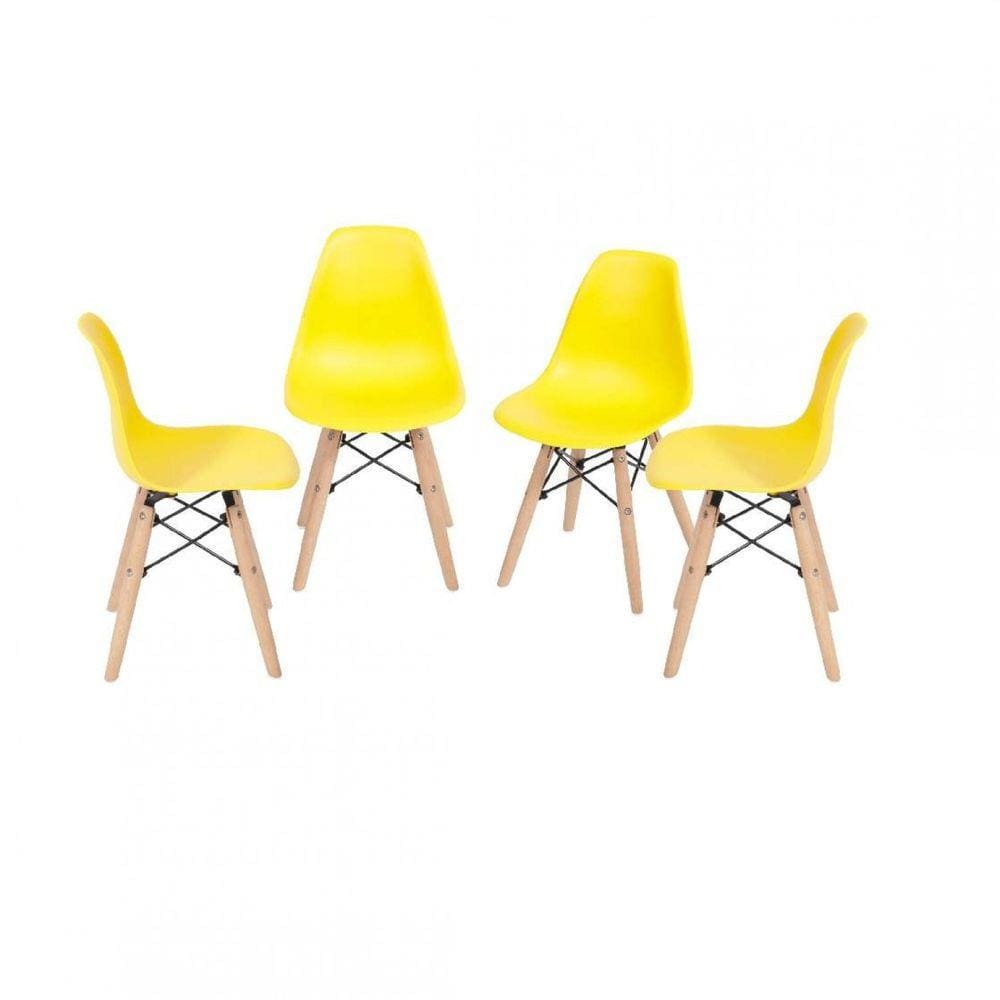 Conjunto 4 Cadeiras Eames DKR Base Madeira OR Design Amarelo