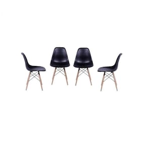 Conjunto 4 Cadeiras Eames DKR Base Madeira OR Design Preto