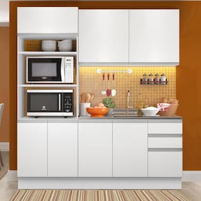 Cozinha Compacta Madesa Glamy Laura 7 Portas 3 Gavetas (Sem Tampo e Pia)