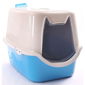 Caixa De Areia Gato Fechada Portinha E Filtro Pazinha Azul