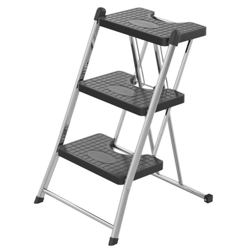 Escada Dobrável Cromada 3 Degraus Compacta 120Kg - Anodilar