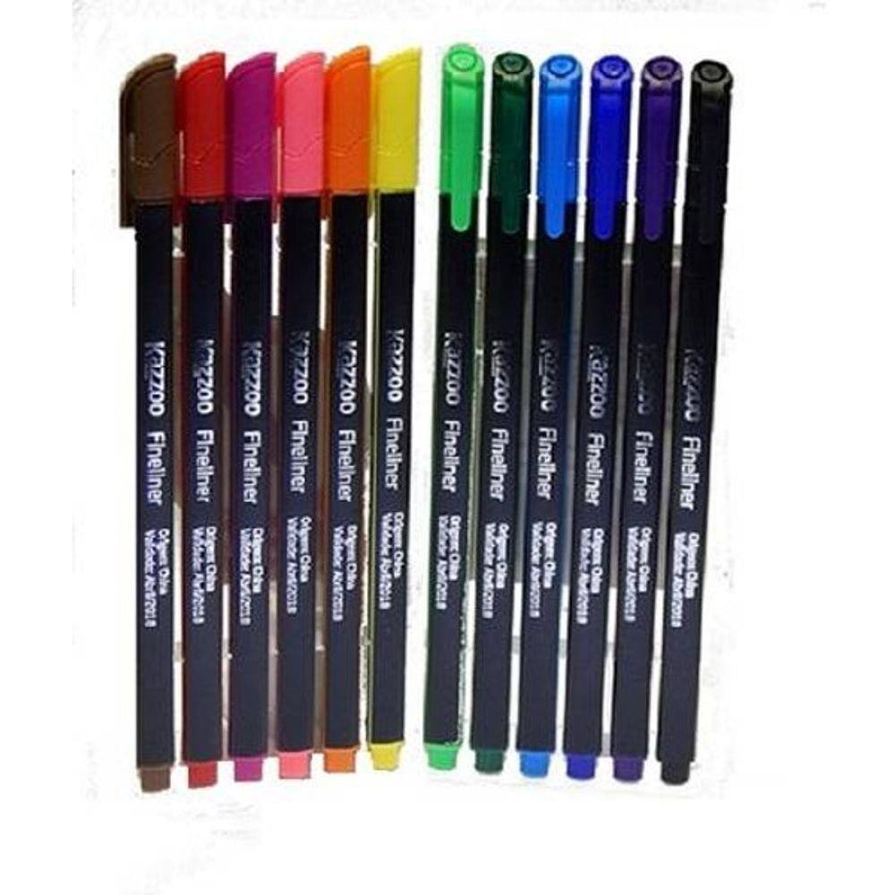Caneta Hidrográfica Fineliner 0,7mm 12 Cores