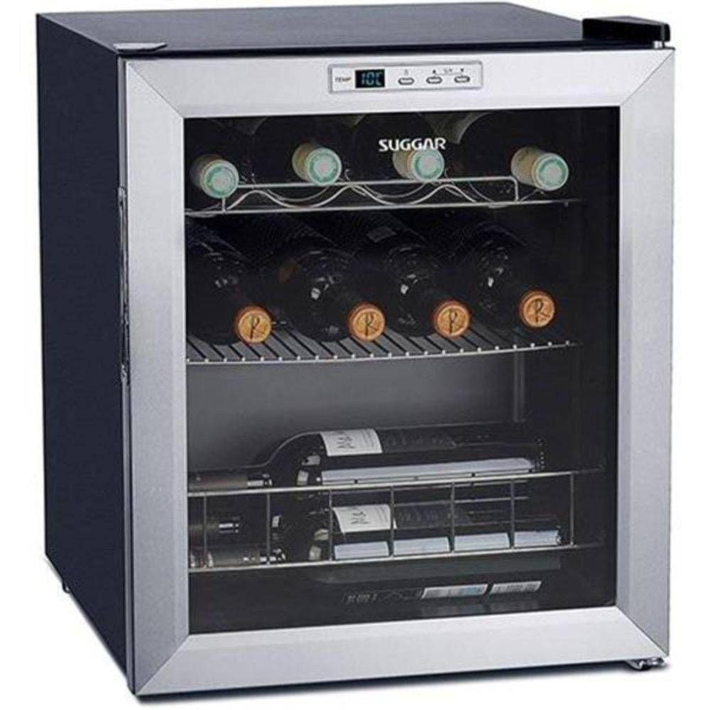 Adega Suggar Lyon Digital 13 Garrafas Preta E Inox 220v