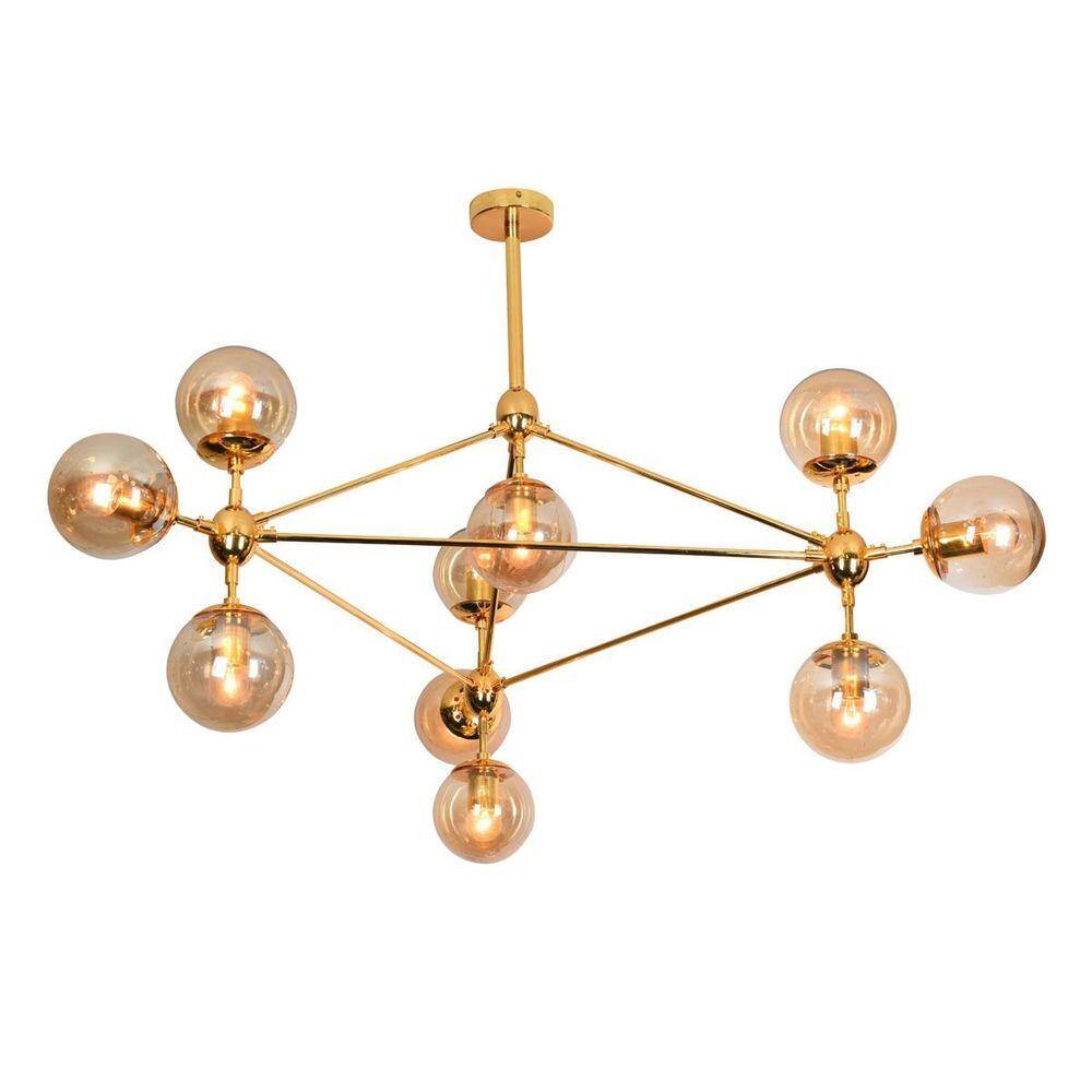 Pendente Orbe Dourado/Âmbar 10E27 57,5x100cm LL3000