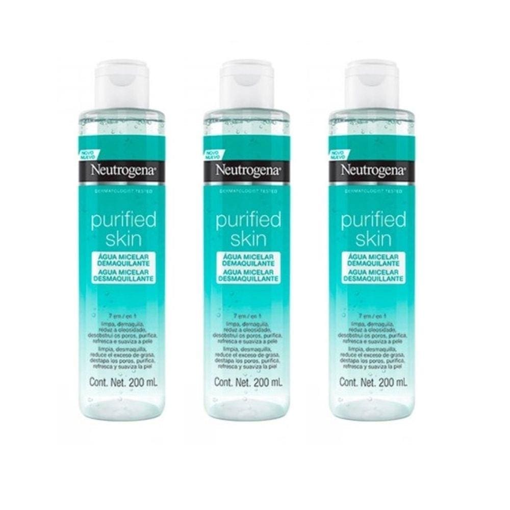 Kit com 3 Águas Micelar 7 em 1 Neutrogena Purified Skin