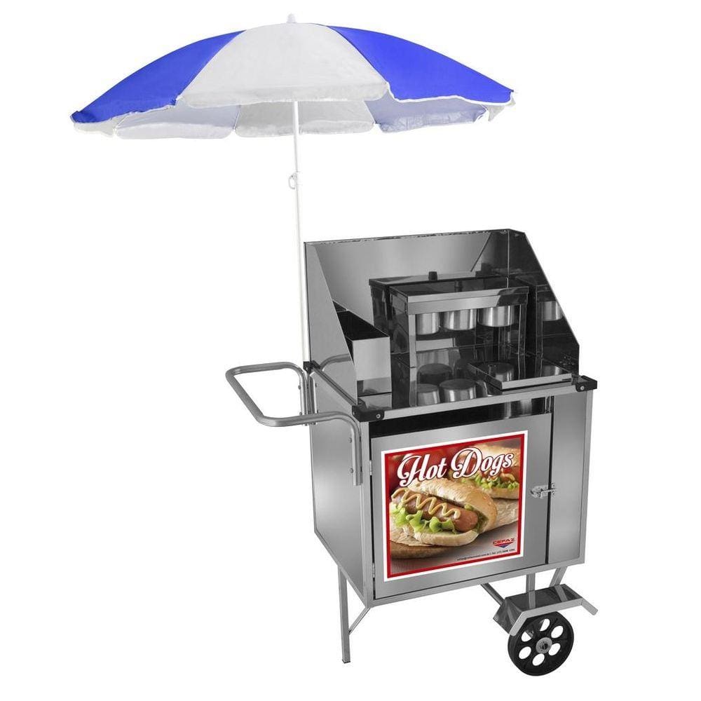 Carrinho Hot Dog Simples com Rodas Maciças e Guarda Sol - Cefaz