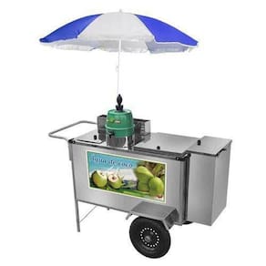 Carrinho de Agua de Coco Luxo com Rodas Pneumáticas e Guarda Sol - Cefaz