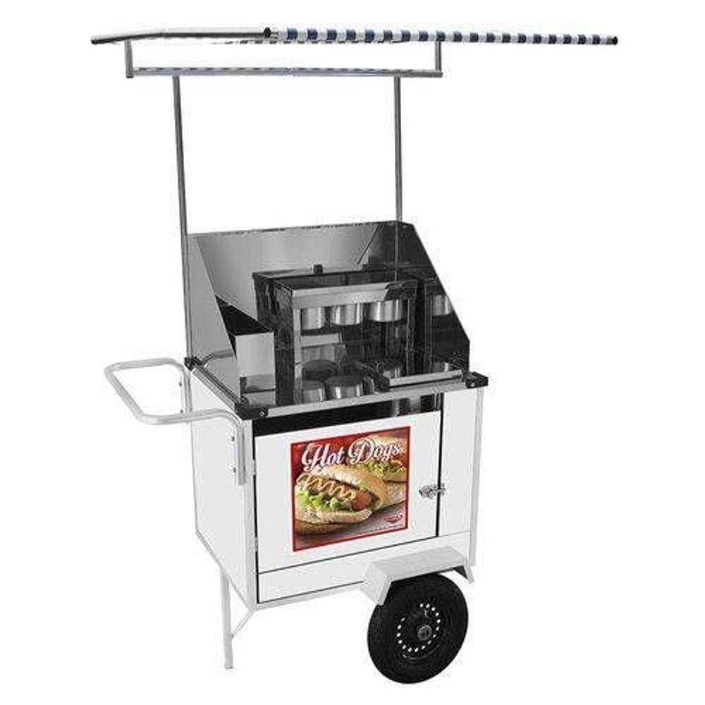 Carrinho Hot Dog Simples com Rodas Pneumáticas e Toldo - Cefaz
