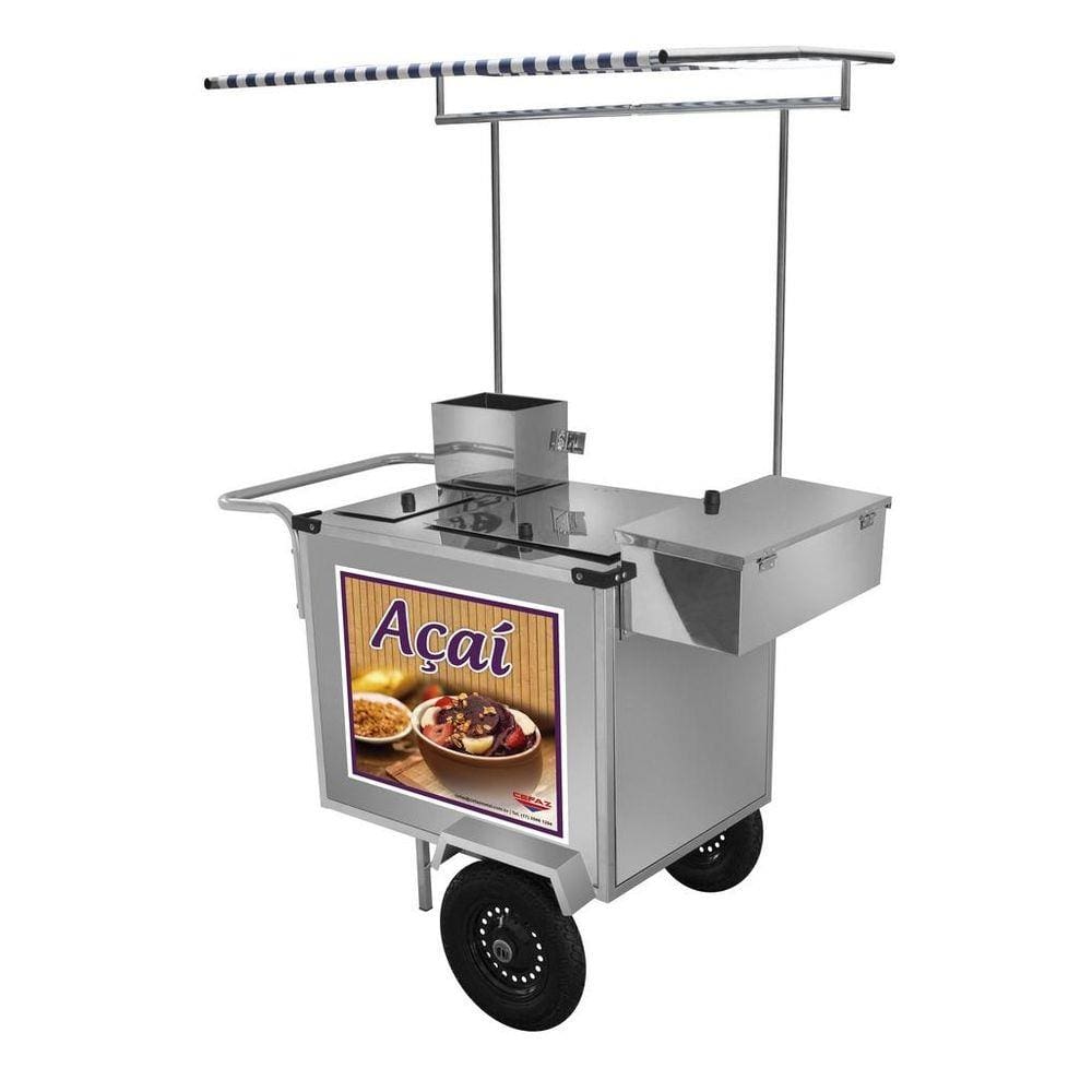 Carrinho de Açaí Luxo com Rodas Pneumáticas e Toldo - Cefaz