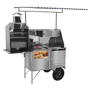 Carrinho de Hot Dog + Lanche + Churrasco Luxo com Rodas Pneumáticas e Toldo - Cefaz