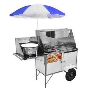 Carrinho de Hot Dog + Lanche + Salgado com Rodas Pneumáticas e Guarda Sol - Cefaz