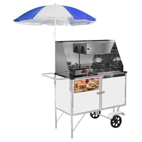 Carrinho de Hot Dog + Lanche Luxo com Rodas Maciças e Guarda Sol - Cefaz