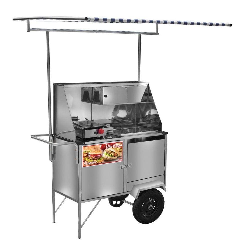 Carrinho de Hot Dog + Lanche Luxo com Rodas Pneumáticas e Toldo - Cefaz