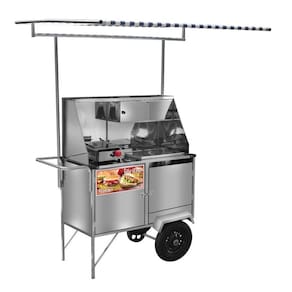 Carrinho de Hot Dog + Lanche Luxo com Rodas Pneumáticas e Toldo - Cefaz