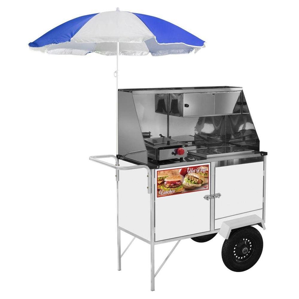 Carrinho de Hot Dog + Lanche Luxo com Rodas Pneumáticas e Guarda Sol - Cefaz